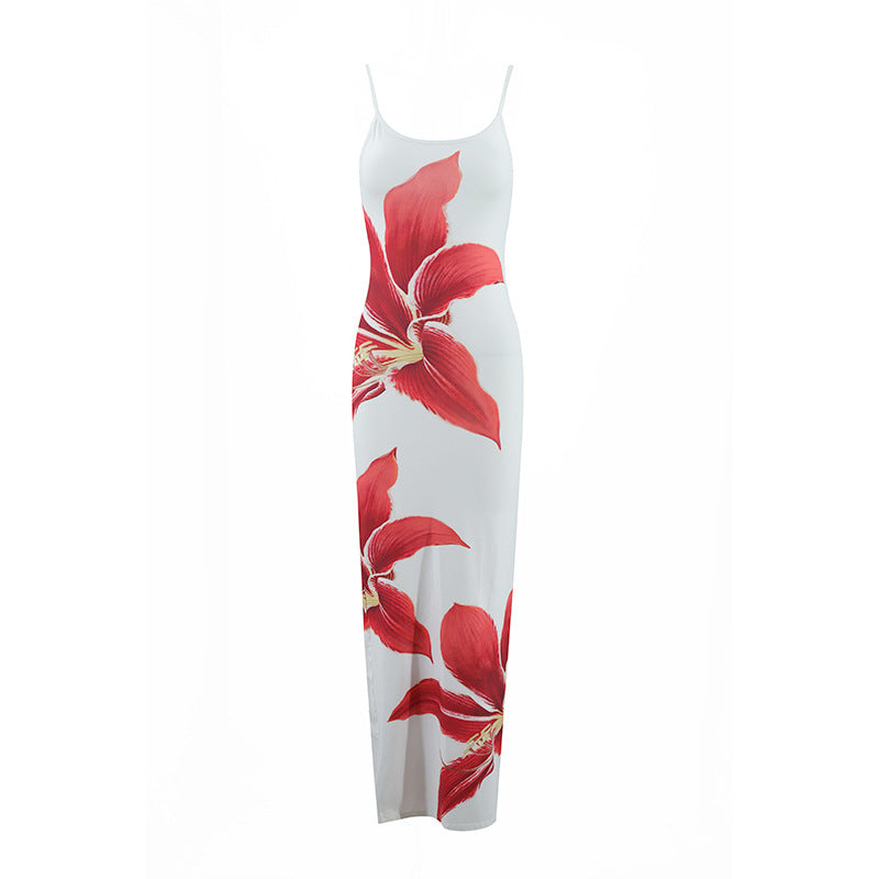 Floral Print Spaghetti Strap Long Dress