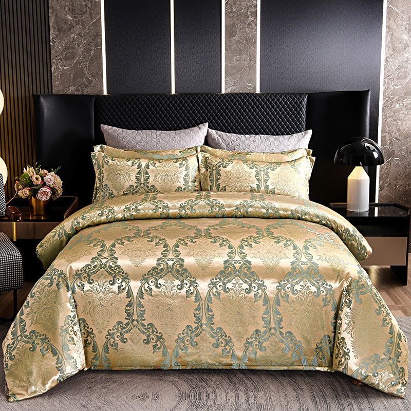 European Style Satin Silk Jacquard Bedding Set