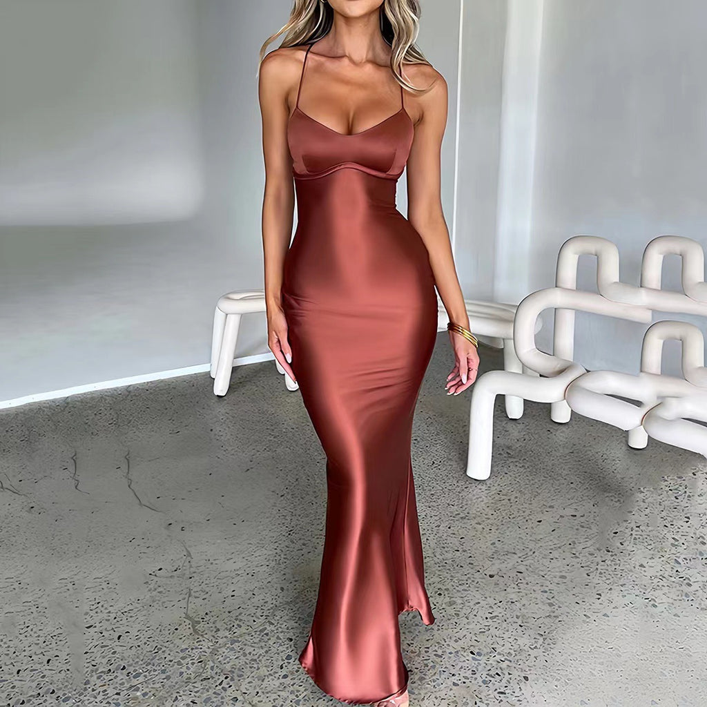 Satin Backless Evening Dress