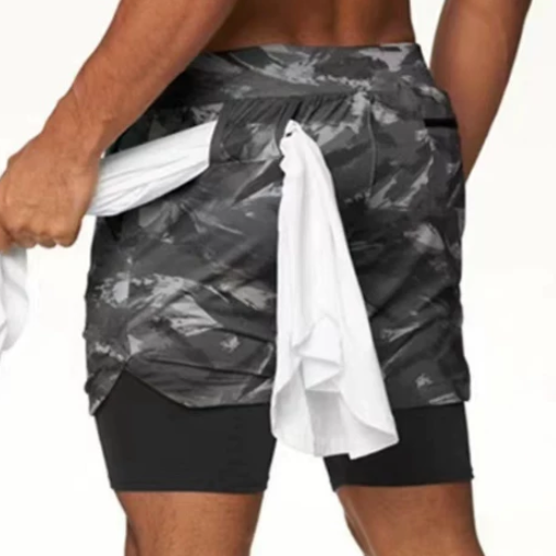 Men's Double Gym Shorts Jogging Quick-Dry