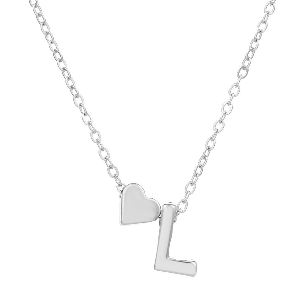 Heart Letter Necklace and Bracelet Set