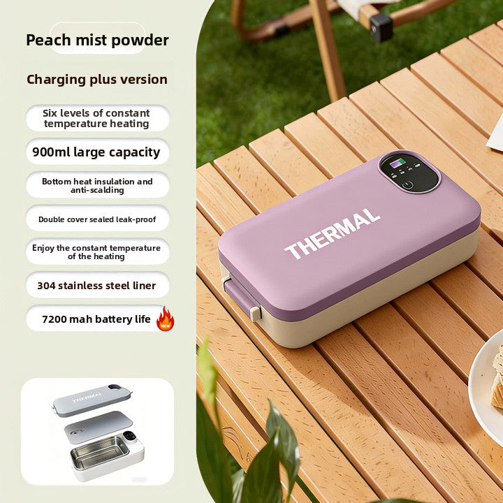 New Model of Water-Free Heating Lunch Box, USB Charging Portable Insulated Lunch Box, 304 Stainless Steel Electric Heating Lunch Box