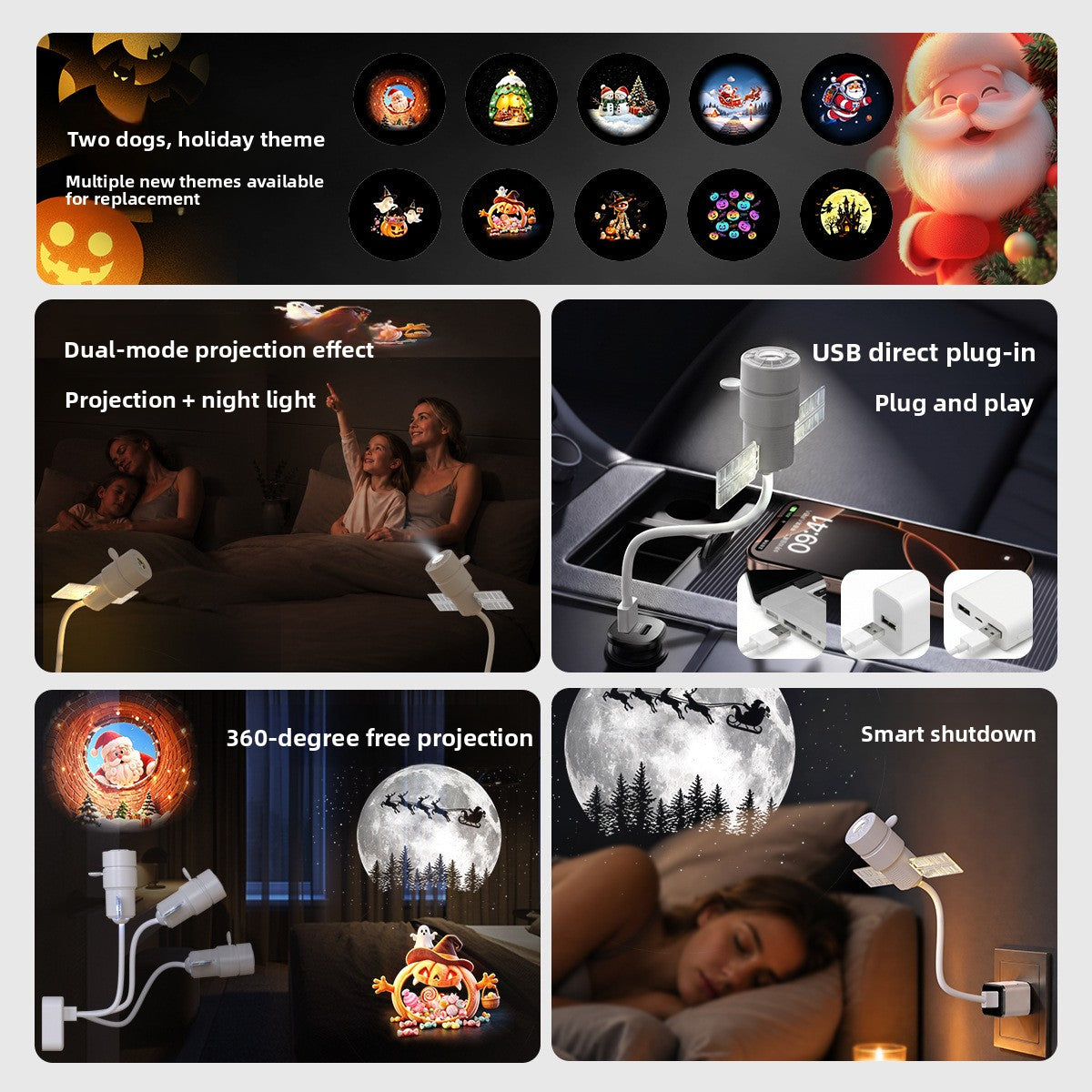 Starry Sky Projection Night Light with Multiple Slides