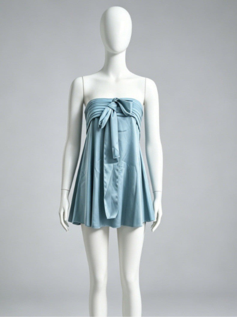 Womens Slim-Fit Satin Dress with Slit