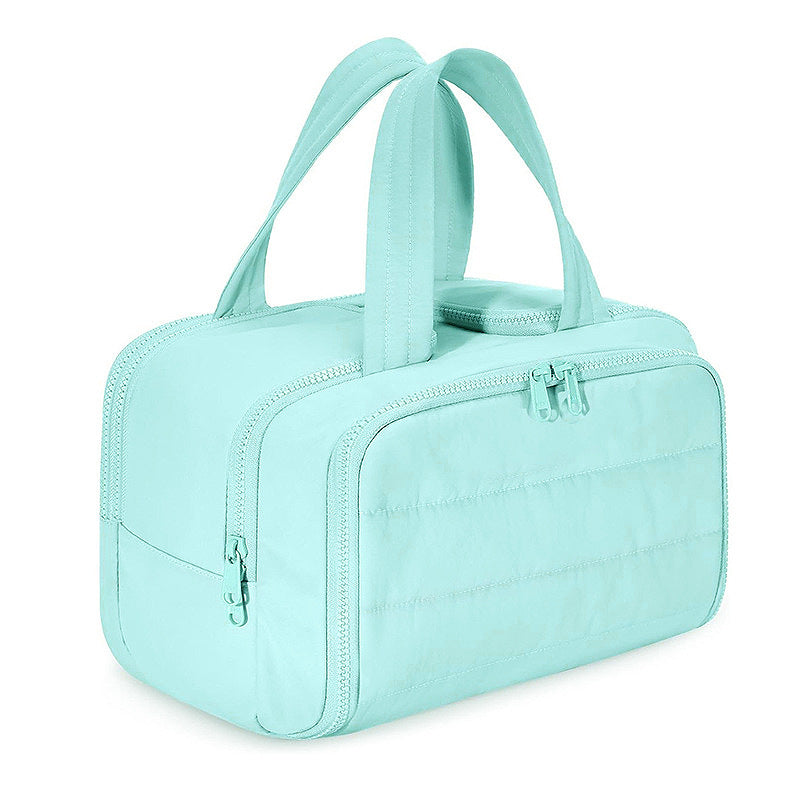 Partitioned Makeup Storage Bag with Wide Opening