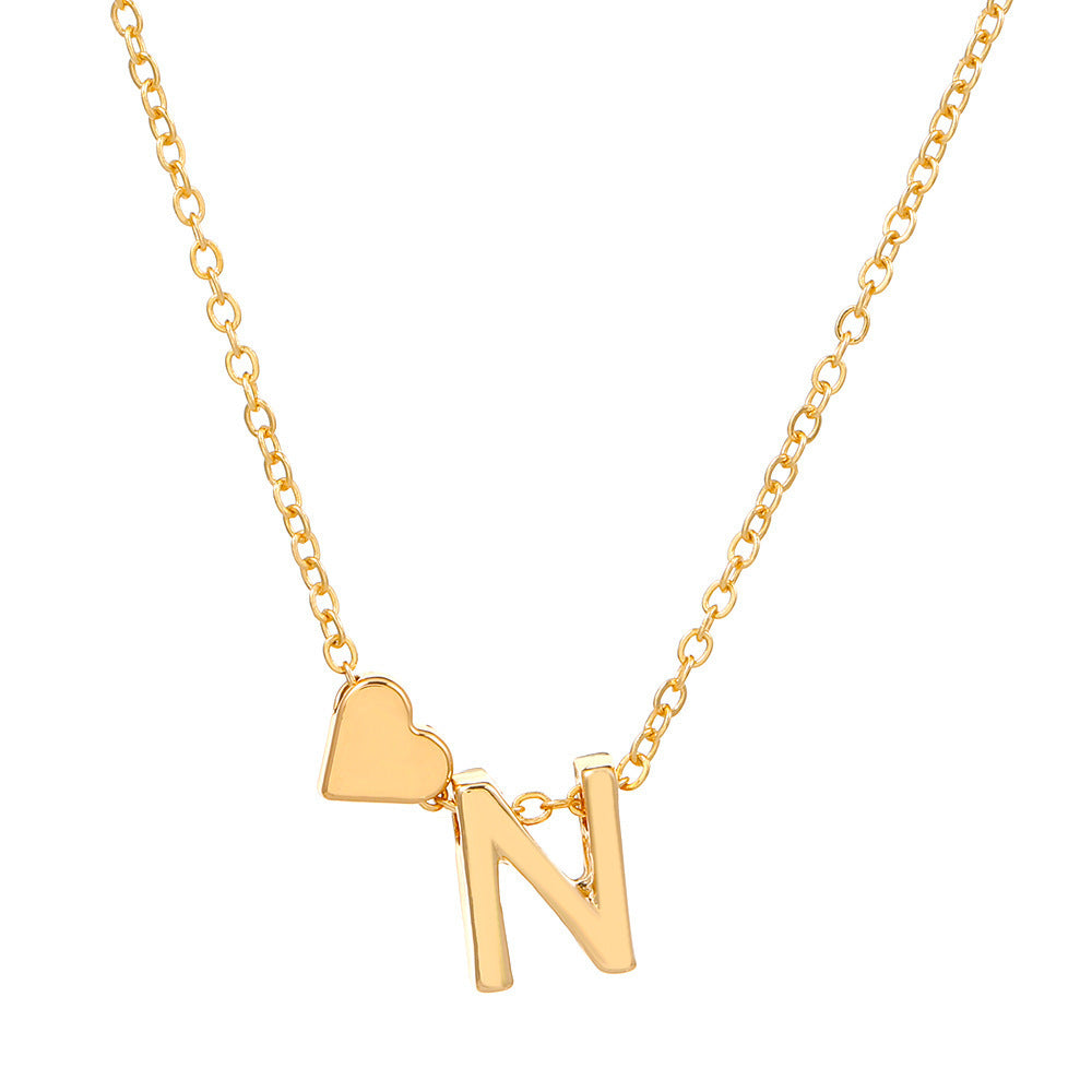 Heart Letter Necklace and Bracelet Set