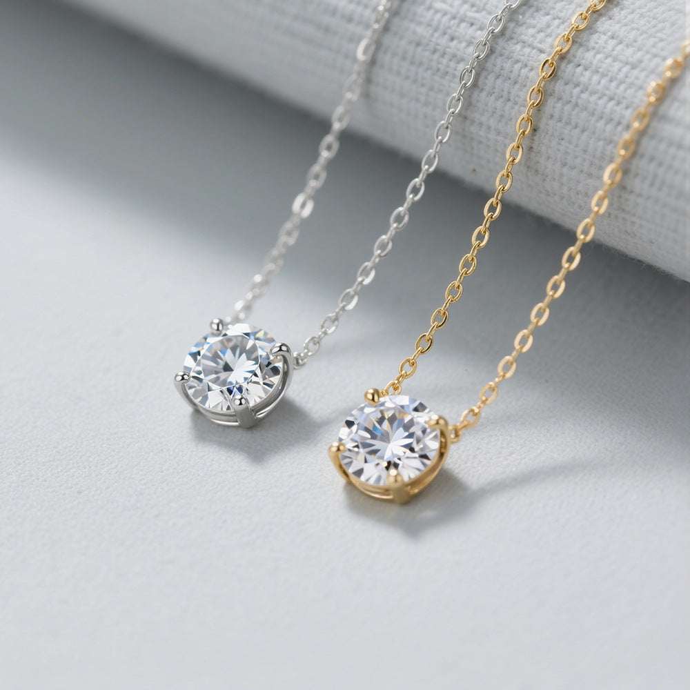 Sterling Silver Moissanite Heart Pendant Necklace