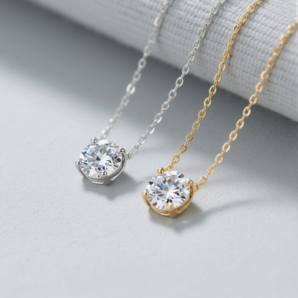 Sterling Silver Moissanite Heart Pendant Necklace