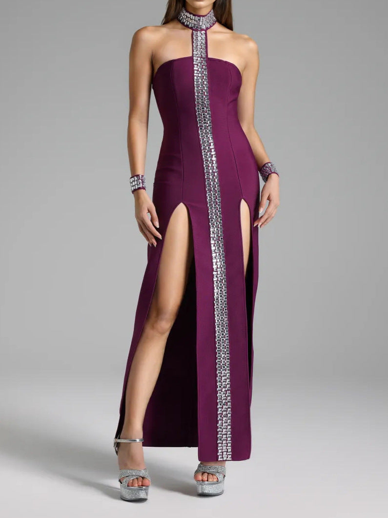 Women's Halter Neck High Slit Bandage Dress