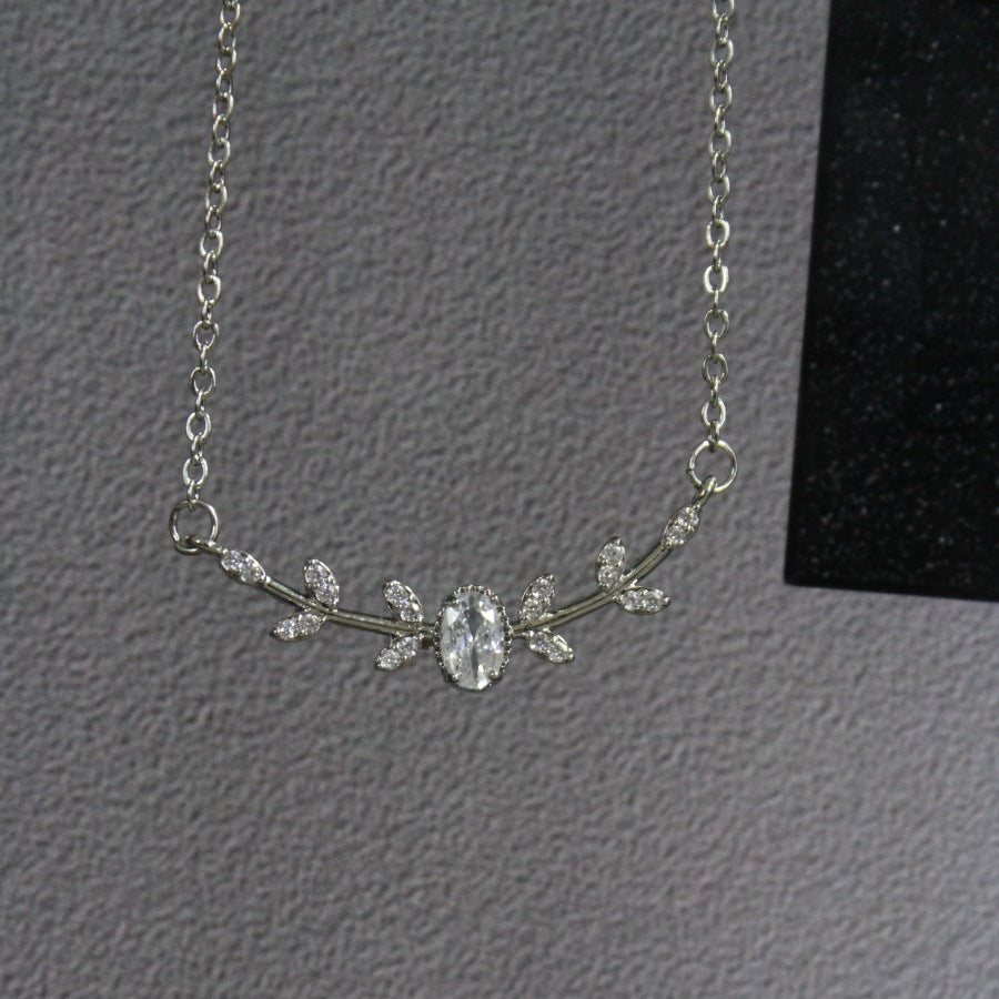 Zircon Branch Necklace with Copper Pendant