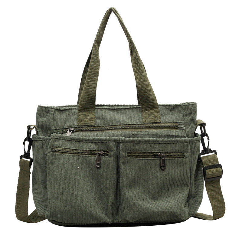 Large-capacity pile fabric shoulder bag for traveling