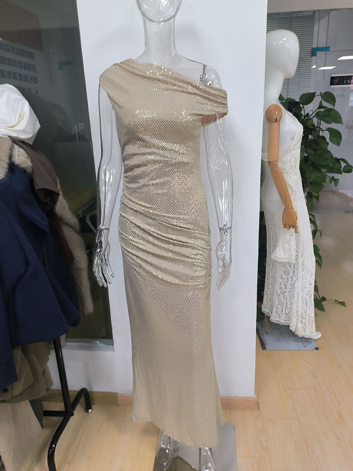 Elegant Sequin Bodycon Evening Gown
