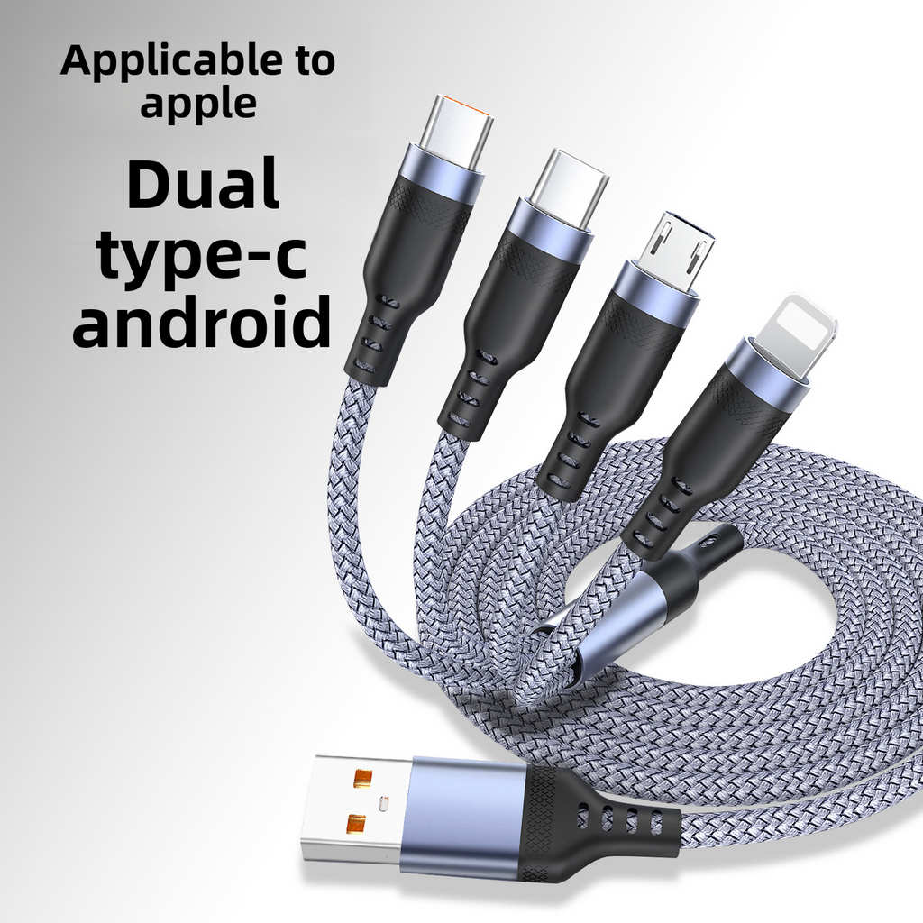 Four-in-One Braided Data Cable with Fast Charging