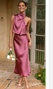 Elegant Satin Sleeveless Dress
