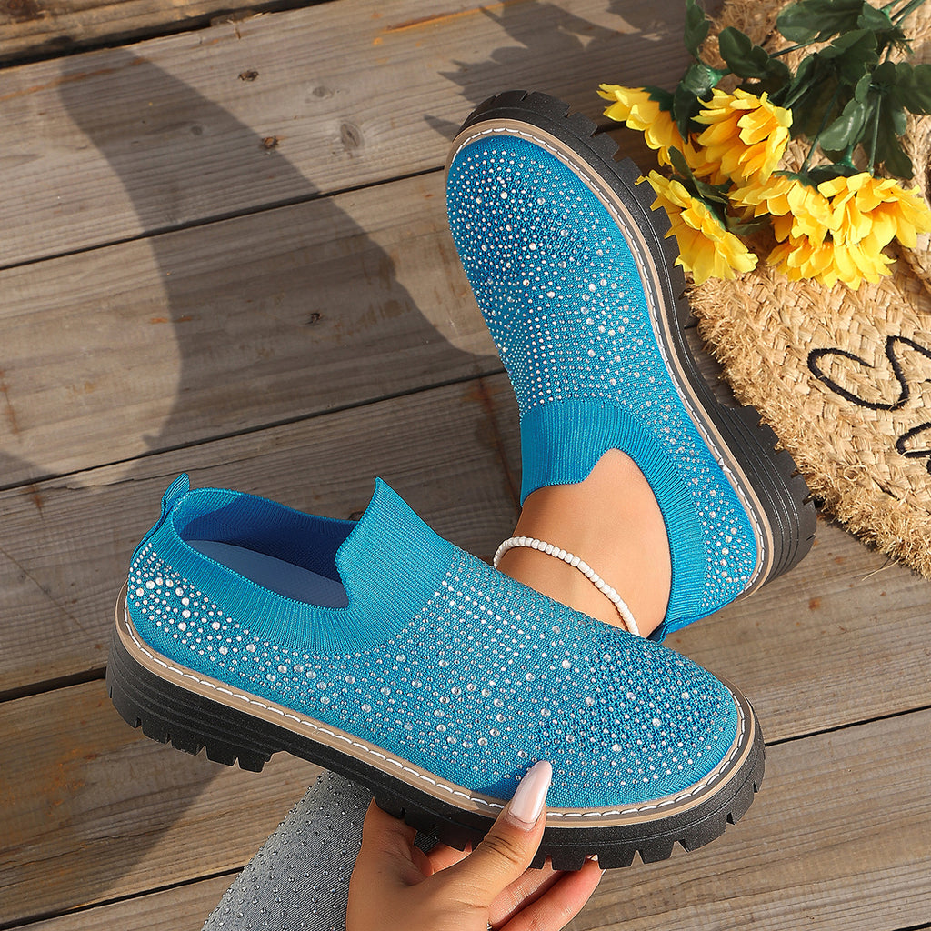 Rhinestone Platform Slip On Shoes