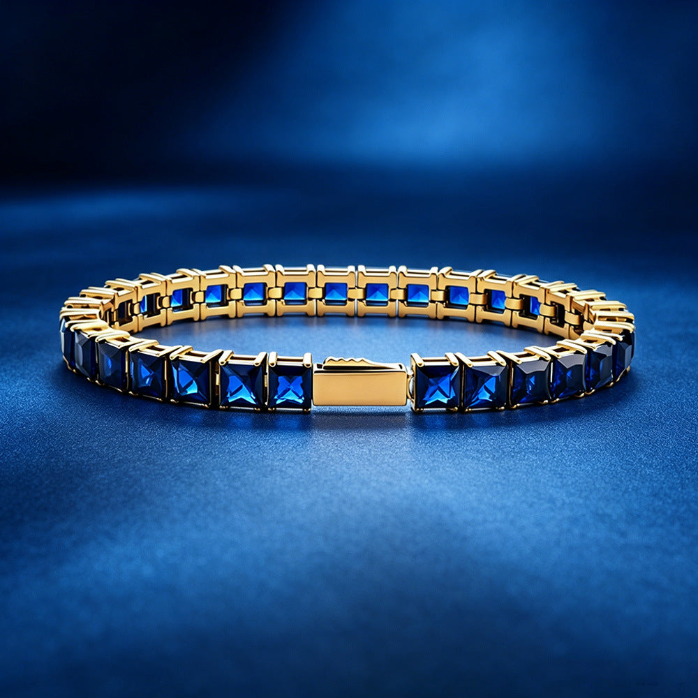 Stainless Steel Tennis Chain Bracelet Square Zircon Light Luxury Jewelry
