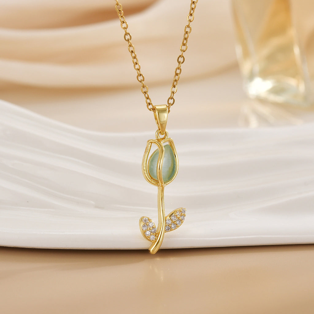 Tulip Flower Design Titanium Steel Necklace