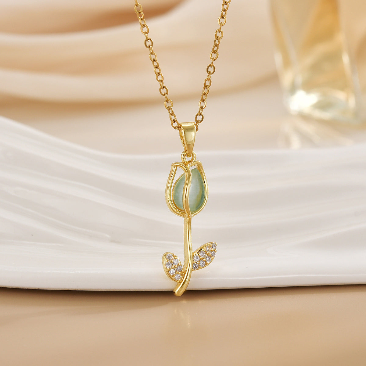 Tulip Flower Design Titanium Steel Necklace