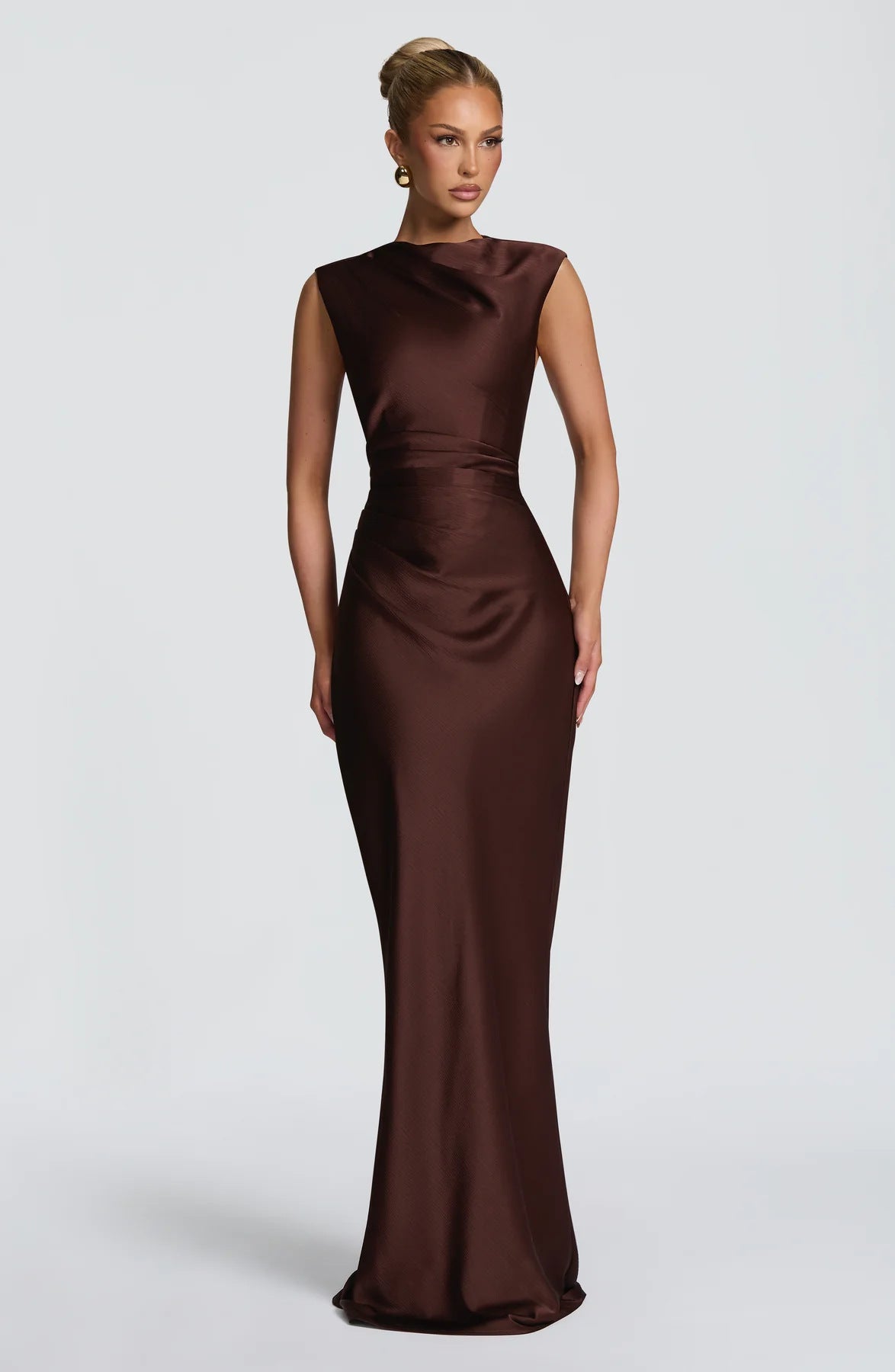Women's Asymmetrical Fishtail Dress Half-High Collar Sleeveless Long Gown