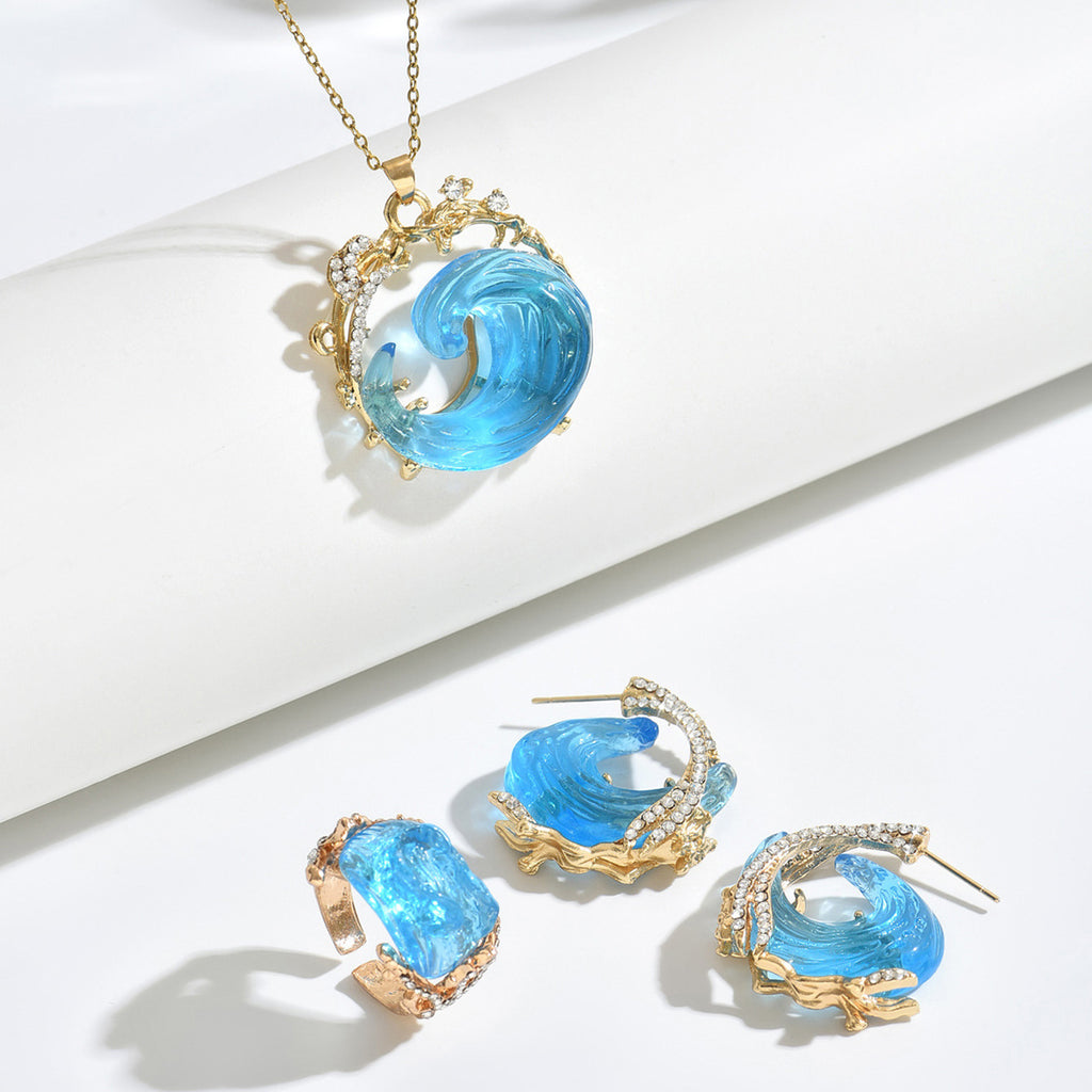 Wave Design Resin Jewelry Set