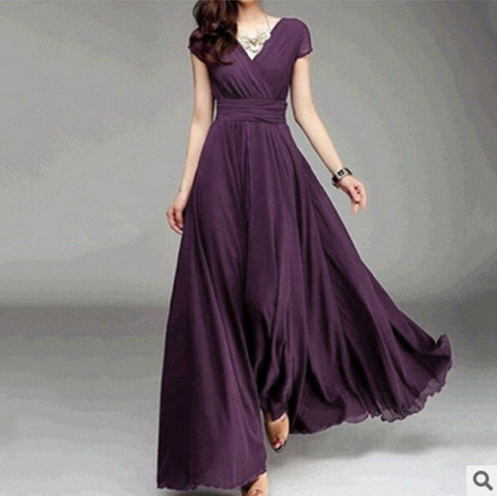 Bohemian V-Neck Chiffon Dress