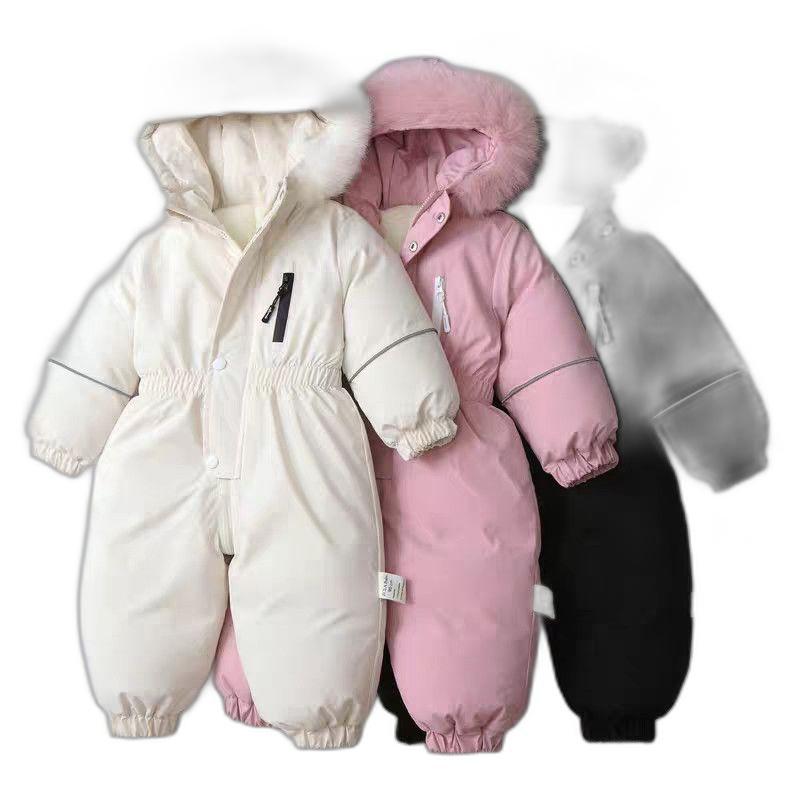 Warm, thickened one-piece ski suit for boys and babies
