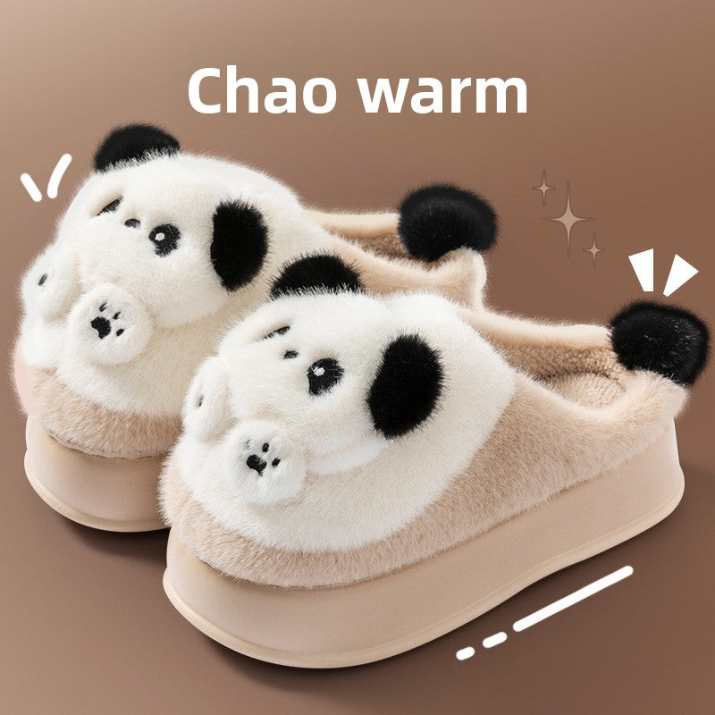 Women's plush panda home slippers