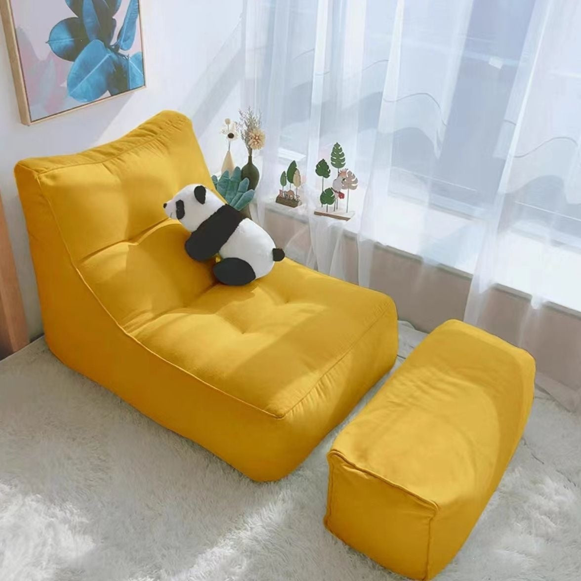 Single Leisure Chair Floor Lounge Bean Bag Tatami Lazy Sofa with Footrest