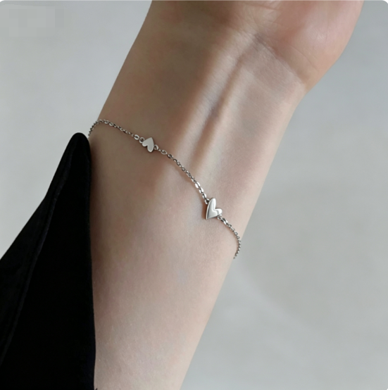 Titanium Steel Heart Necklace Bracelet Anklet Set