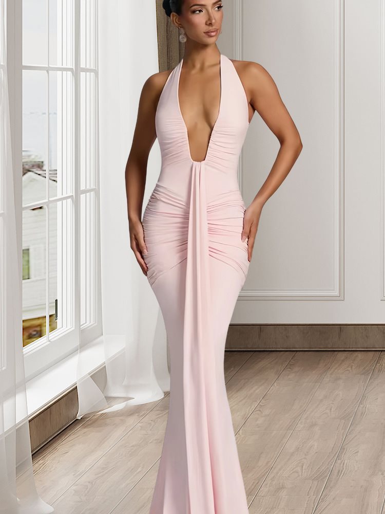 Women's Halter Neck Bodycon Long Dress