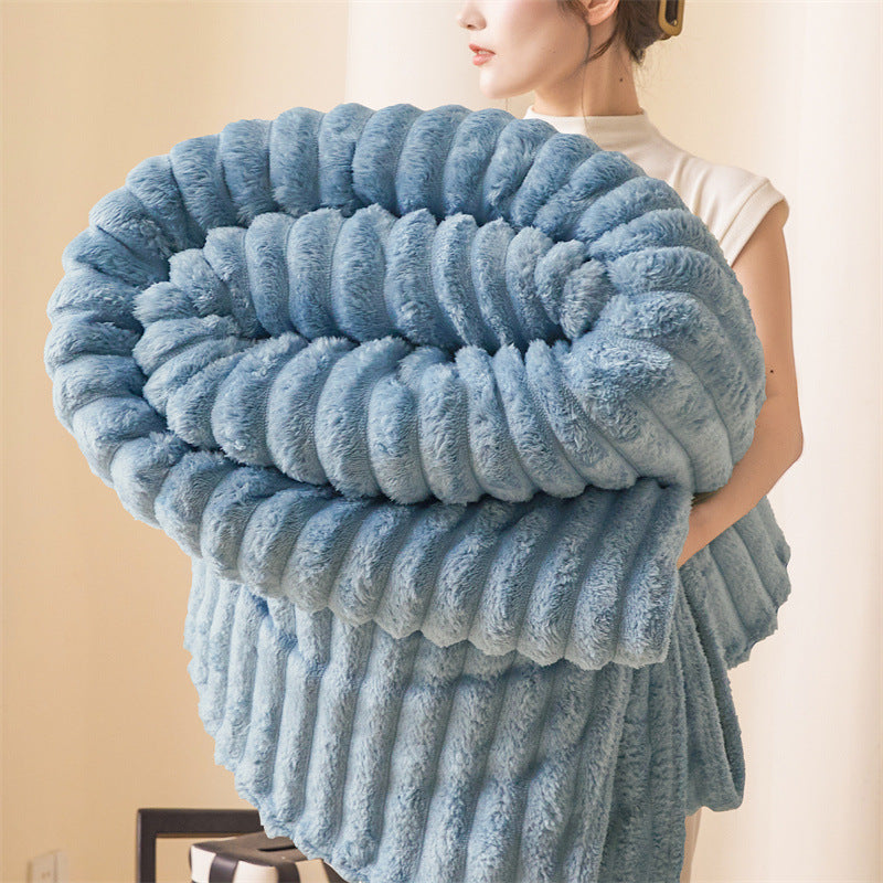 Rabbit Fur Plush Flannel Blanket