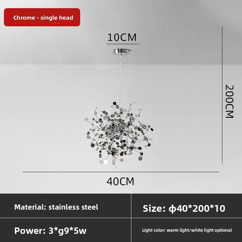 Stainless Steel Decorative Pendant Light Luxury Nordic Chandelier for Living Room Restaurant