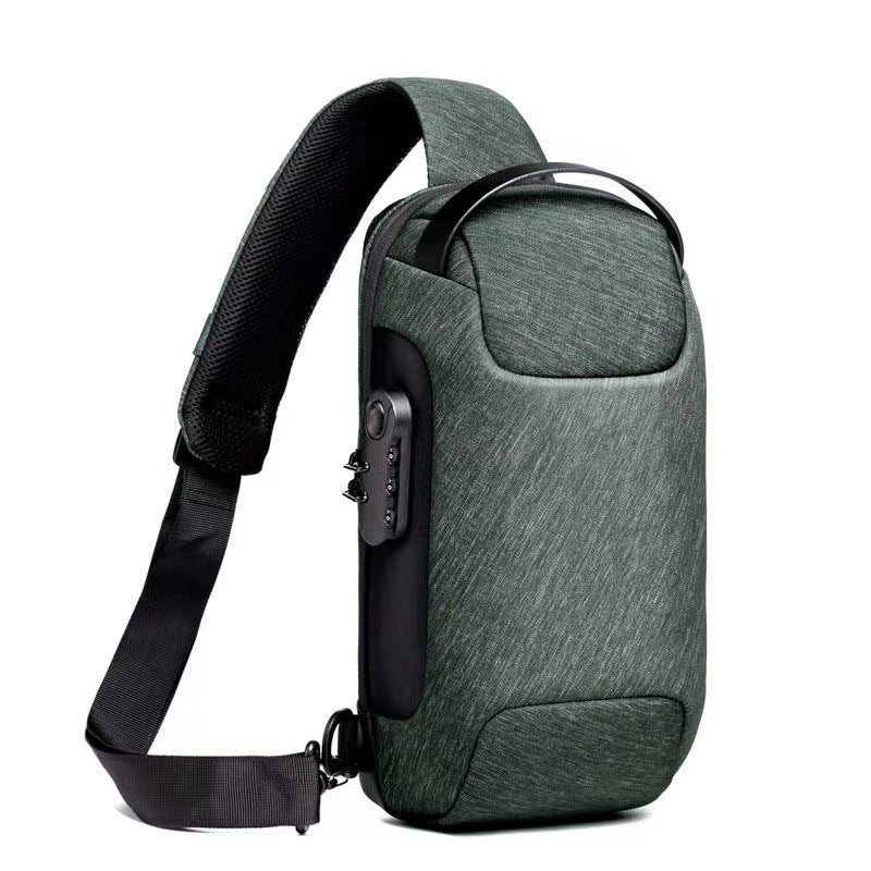 Men's Waterproof Anti-Theft Password Lock Oxford Cloth Chest Crossbody Bag