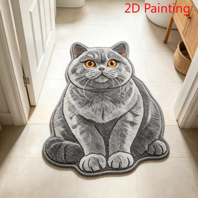 Diatomaceous Earth Floor Mat with Sleeping Cat Design