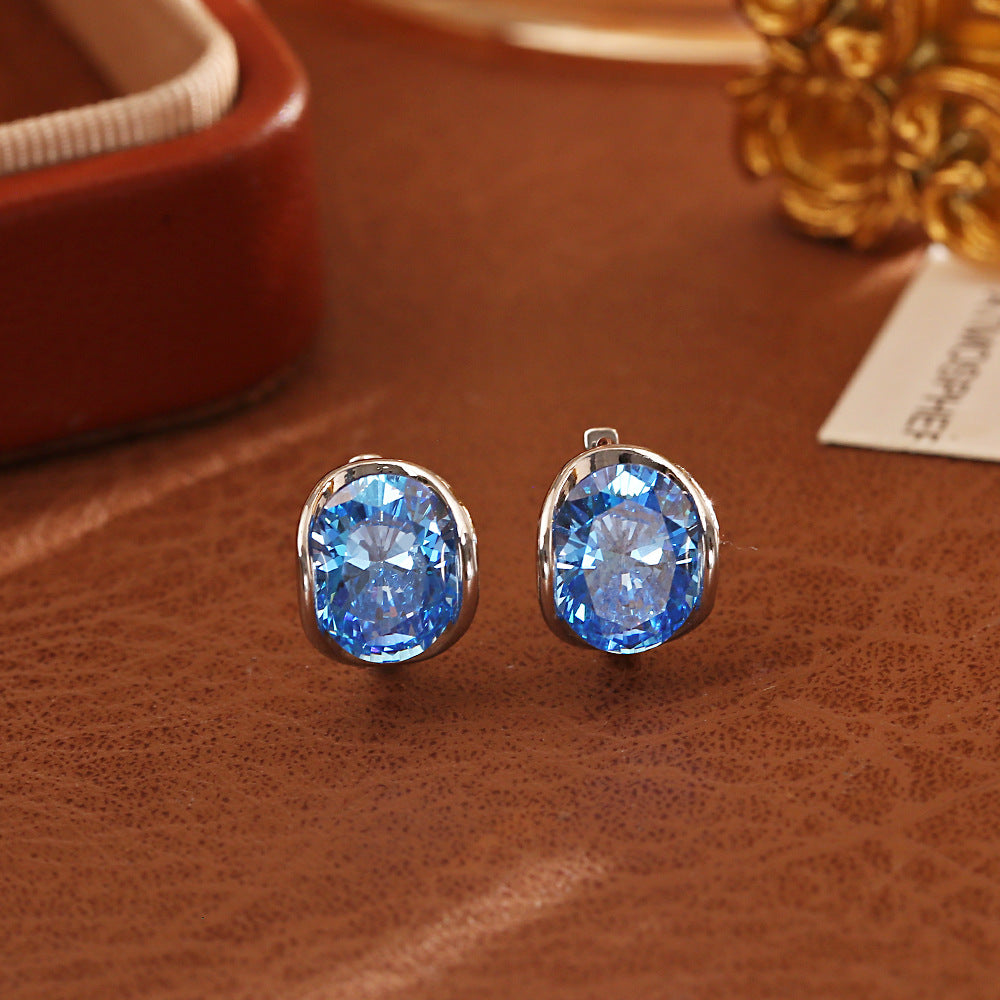 Blue Zircon Earrings Necklace Ring