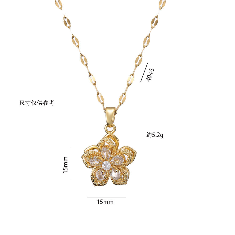 Rotating Floral Zircon Necklace