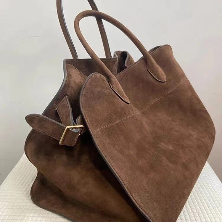 Women's Retro Suede Tote Bag with Large Capacity