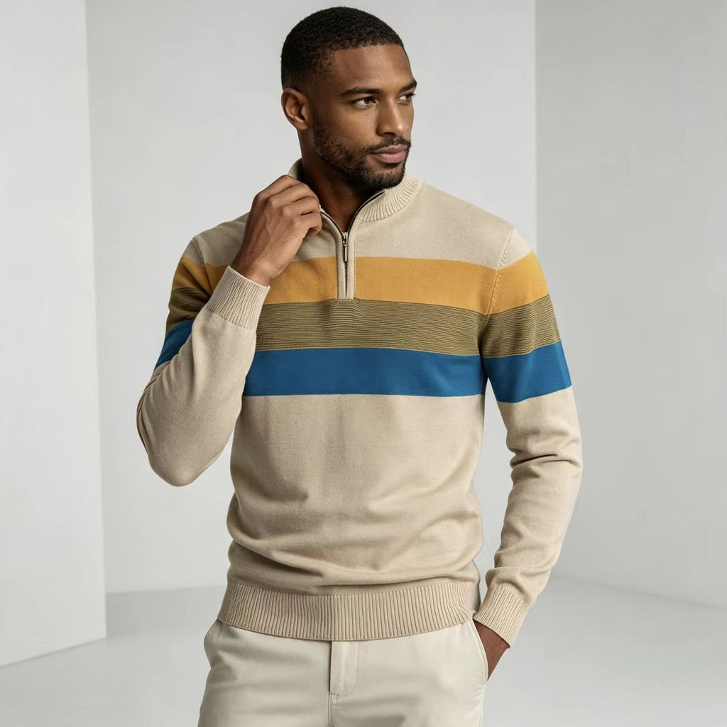 Slim-Fit Collar Zipper Sweater Pullover Sweater