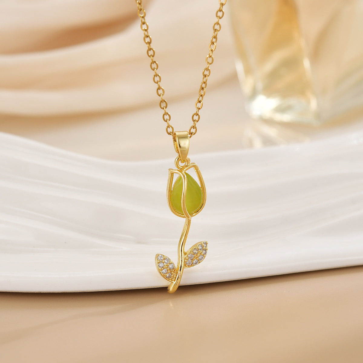 Tulip Flower Design Titanium Steel Necklace