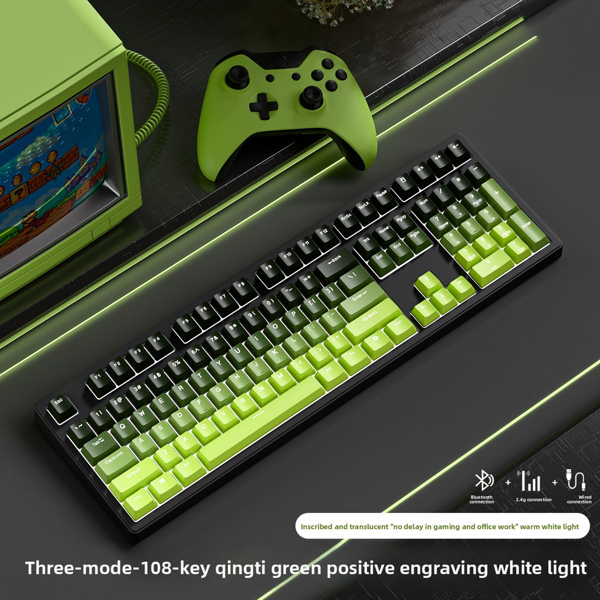Wireless Mechanical Keyboard with Bluetooth Triple-Mode Connectivity