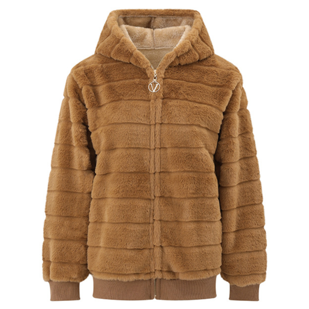 Women's Plush Stand Collar Zip Up Fleece Sweatshirt