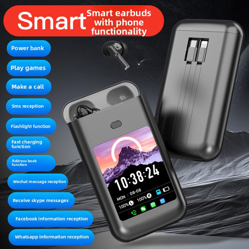 Power bank with screen and Bluetooth headphones