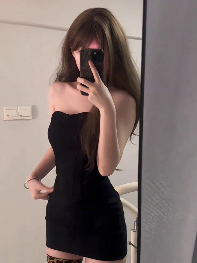 Sexy Fishbone Strapless Bodycon Dress with Built-in Pads
