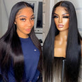 Long Straight Synthetic Hair Wig with Front Lace