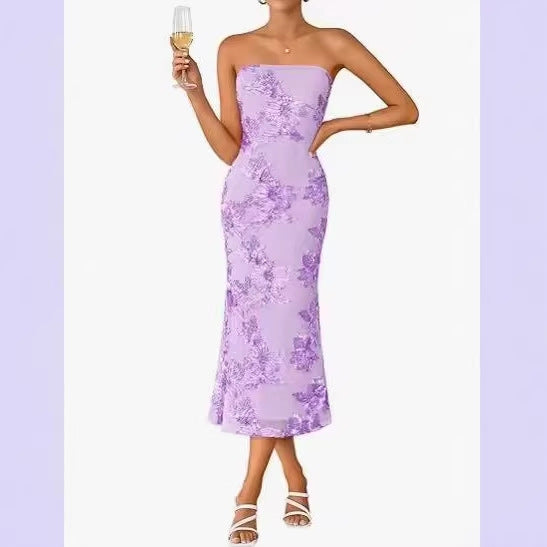 Embroidered Off-Shoulder Bodycon Dress