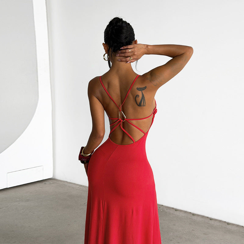 Sexy Backless Long Dress with Adjustable Straps