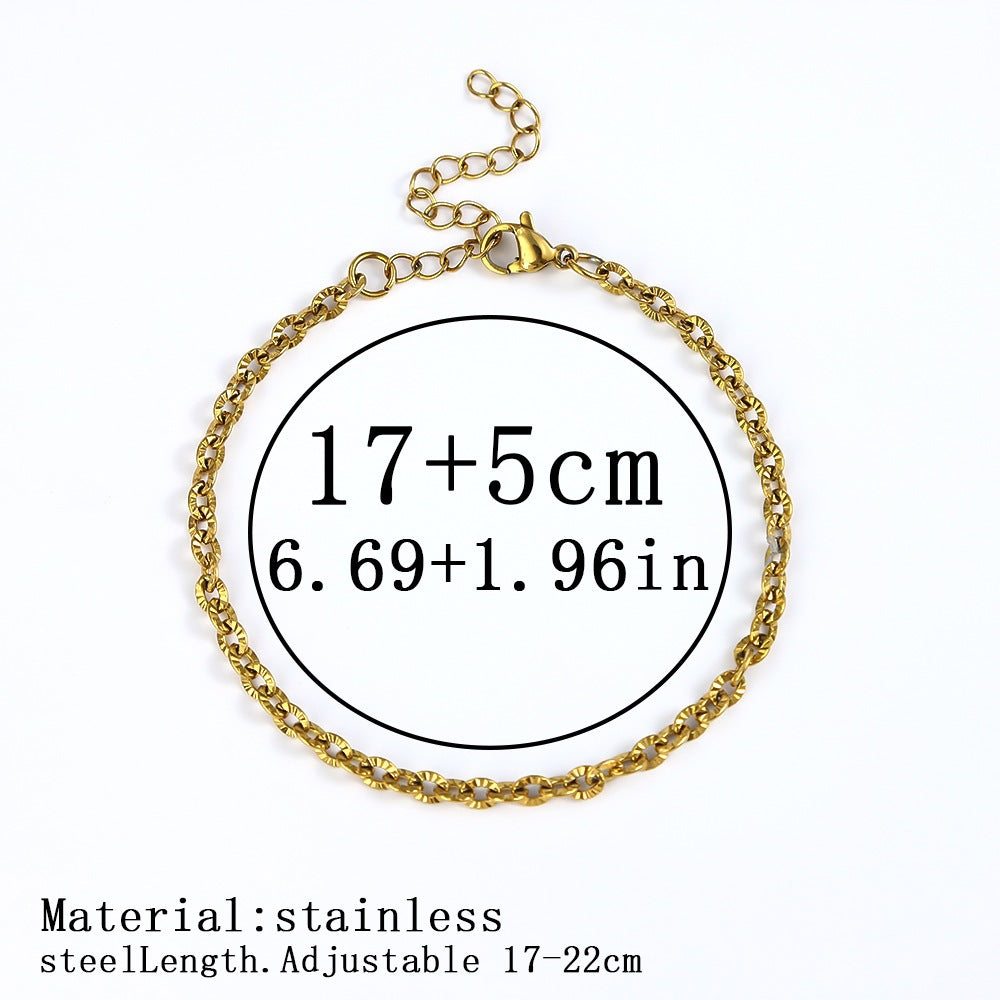 316L Titanium Steel Bracelet Waterproof Hypoallergenic Gold Plated Chain Jewelry for Men Women Unisex Fashion Accessories