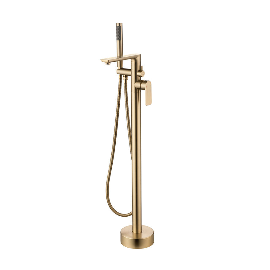 Standing Cylinder-Edge Floor-Mount Shower Set with Bathtub Faucet