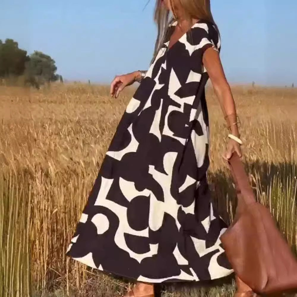 Fashion V-neck long dress for women