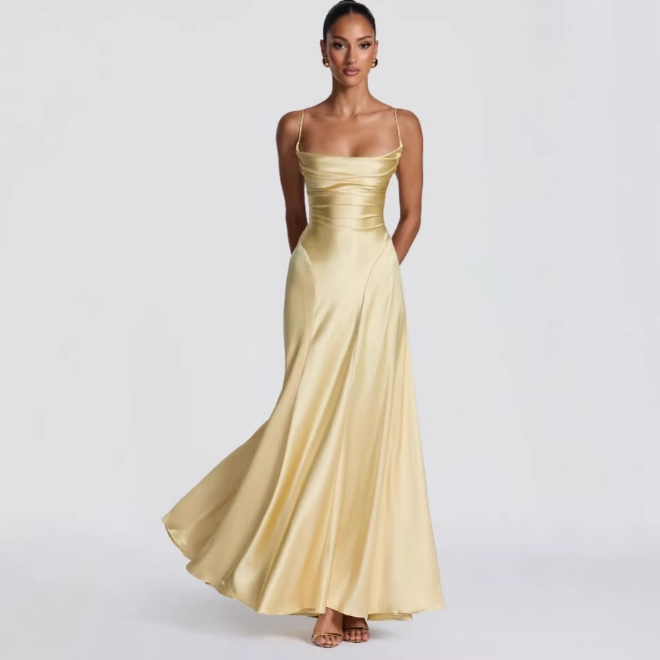 Cross-Back Lace-Up Hollow-Out Strap Dress